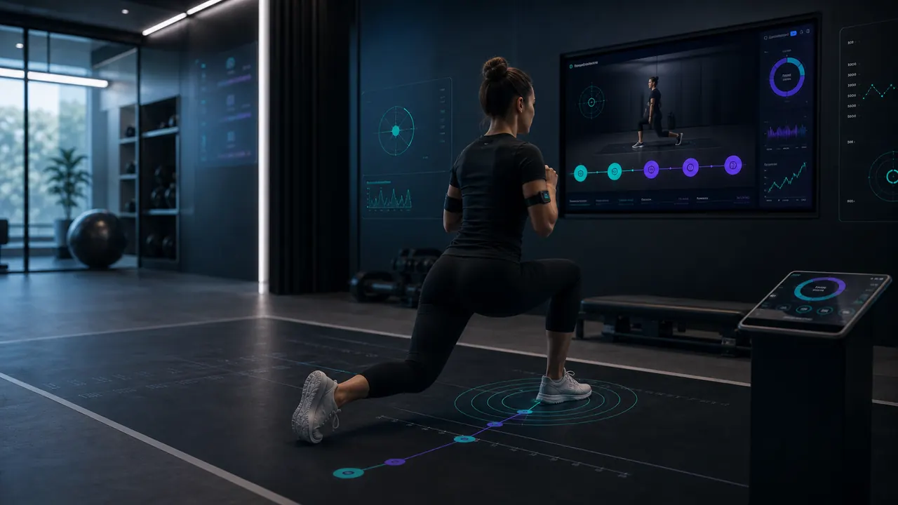 A participant moving through a guided training session inside a purpose-built facility